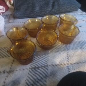 Amber Glass Tea Cups Set